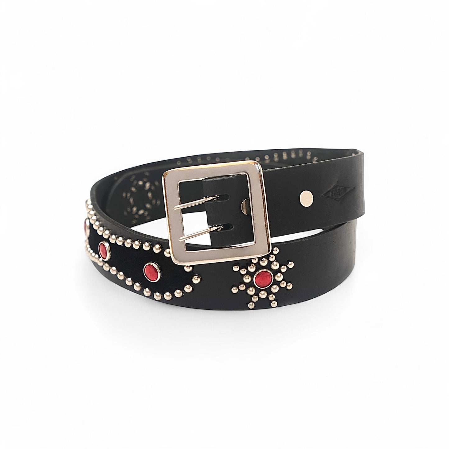 FR&CO Double Prong Leather Studded Belt