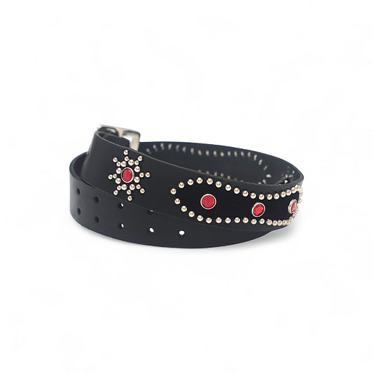 FR&CO Double Prong Leather Studded Belt