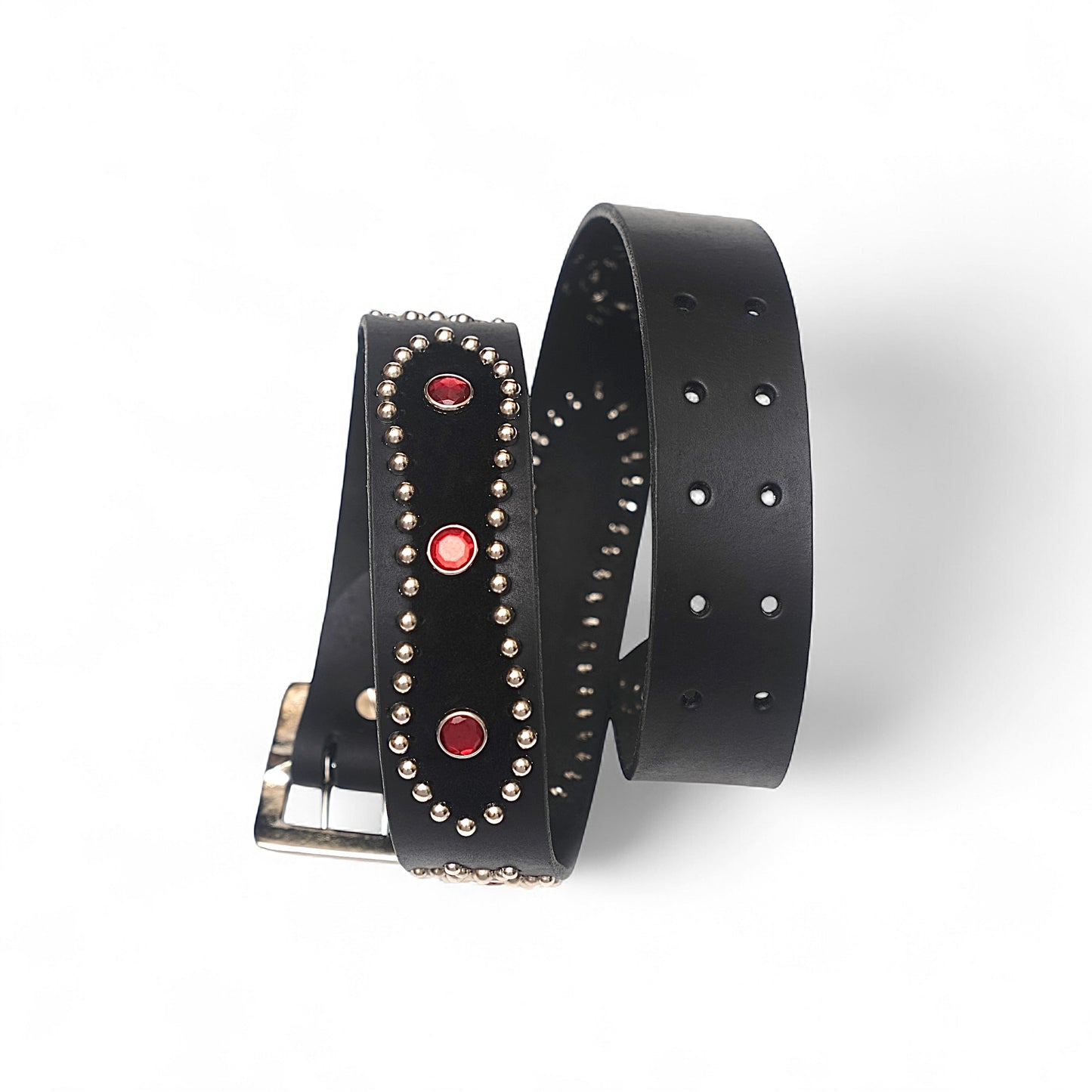 FR&CO Double Prong Leather Studded Belt