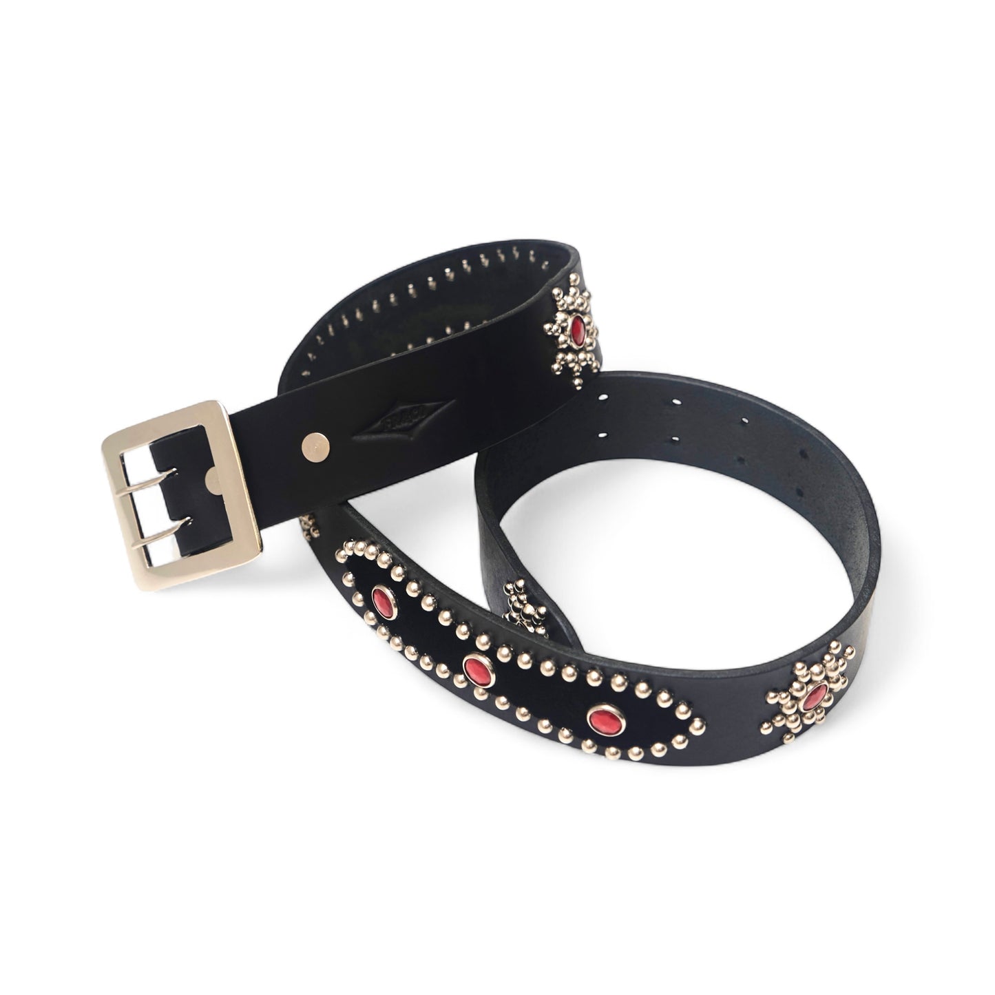 FR&CO Double Prong Leather Studded Belt